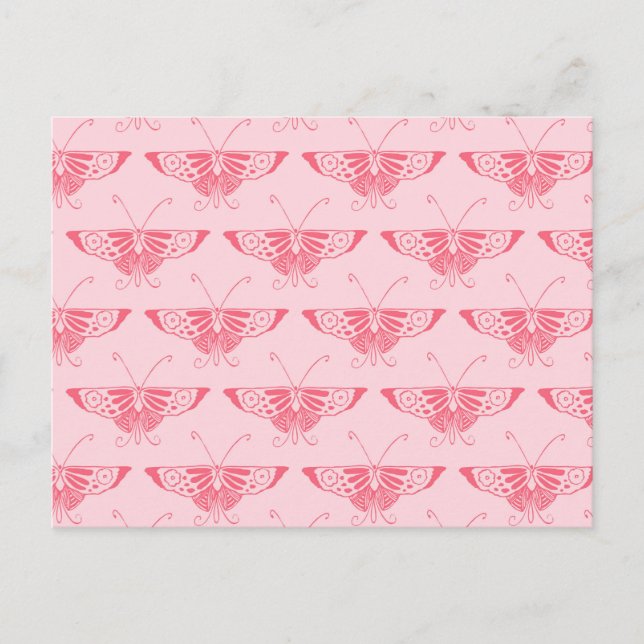 Carte Postale Papillon stylisé Art Déco - rose corail (Devant)