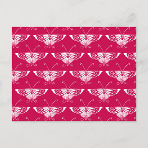 Carte Postale Papillon stylisé Déco - rose fuchsia
