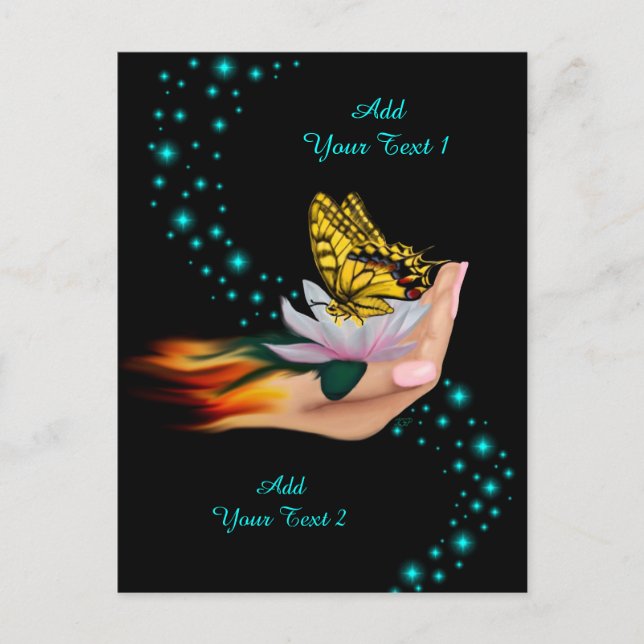 Carte Postale Papillon sur Lotus en Fleur (Devant)