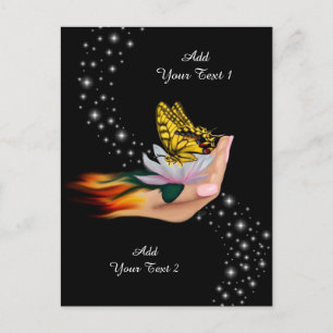 Carte Postale Papillon sur Lotus en Fleur