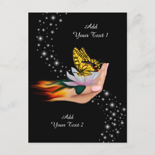 Carte Postale Papillon sur Lotus en Fleur (Devant)