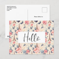 Papillon Tour Eiffel et Motif Rose Bonjour