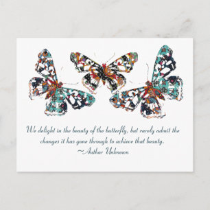 Carte Postale Papillon Turquoise Avec Citation
