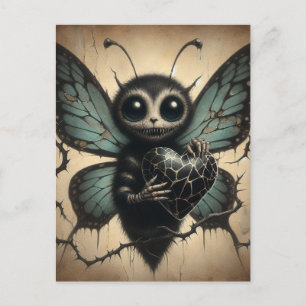 Carte Postale Papillon Vampire mignon mais Déplaisant avec Coeur