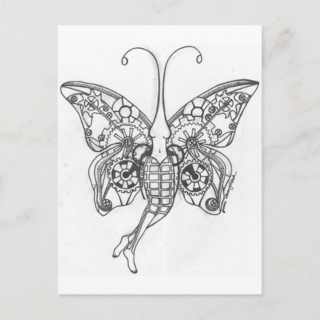 Carte Postale Papillon vapeur (Devant)