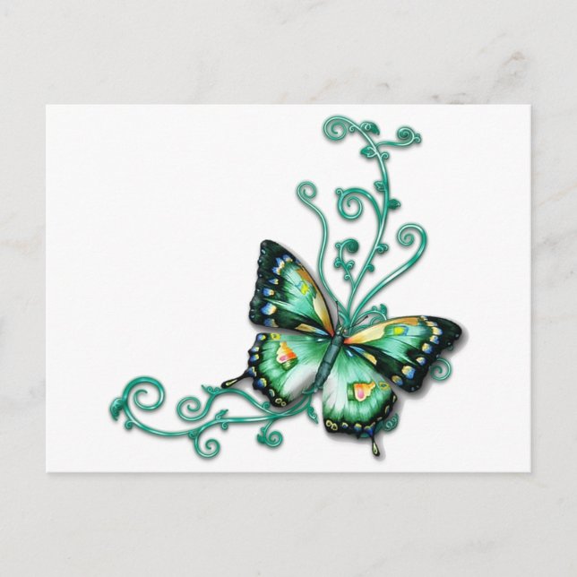 Carte Postale papillon vert (Devant)