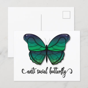 Carte Postale Papillon vert anti-social