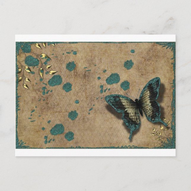 Carte Postale Papillon vert vintage (Devant)