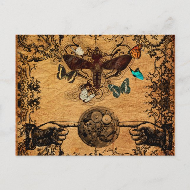 Carte Postale Papillon victorien Grunge Steampunk (Devant)