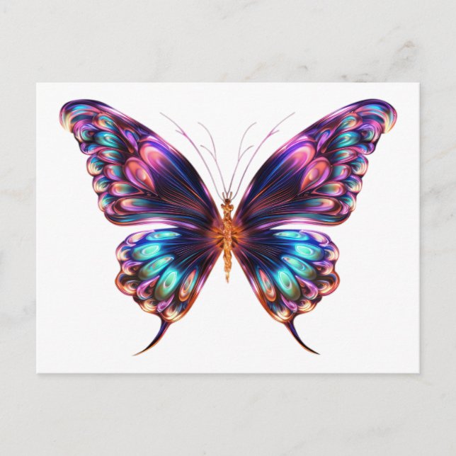 Carte Postale Papillon violet illuminé (Devant)