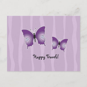 Carte postale Papillon violet Voyages heureux