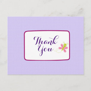 Carte Postale Papillon Whimsical sur le Merci Pois Lilac