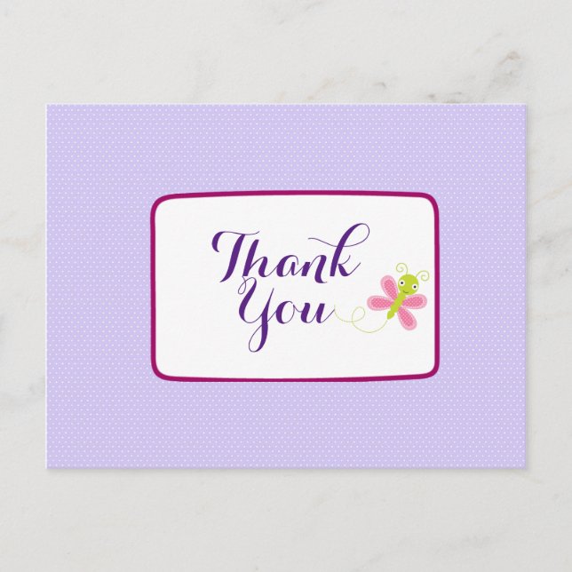 Carte Postale Papillon Whimsical sur le Merci Pois Lilac (Devant)