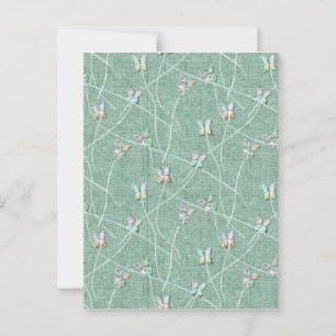 Carte Postale Papillons à l'aquarelle sur fond vert menthe