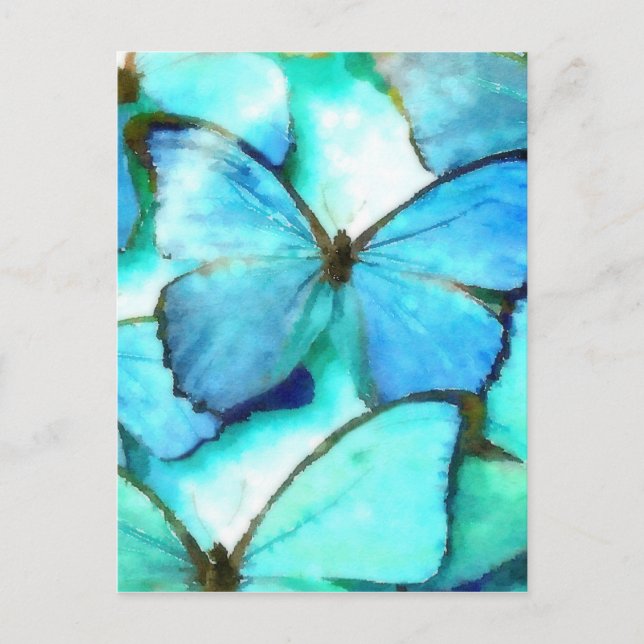 Carte Postale Papillons Aqua (Devant)