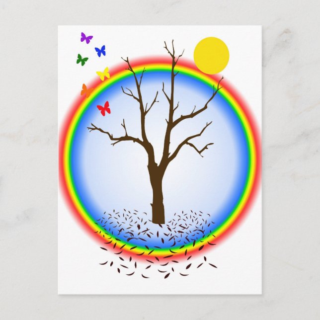 Carte Postale Papillons arc-en-ciel (Devant)