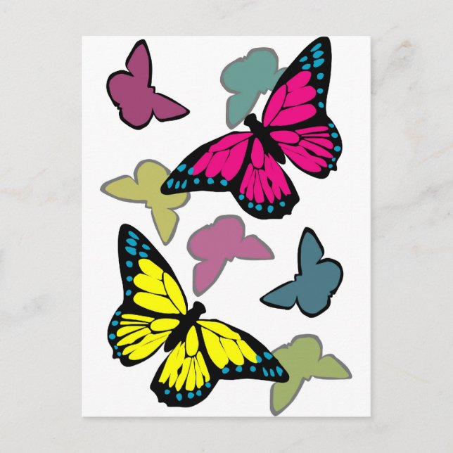 Carte Postale Papillons aux couleurs vives (Devant)
