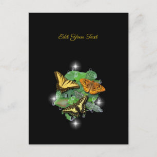 Carte Postale Papillons avec Raindrops et Stars Feuille