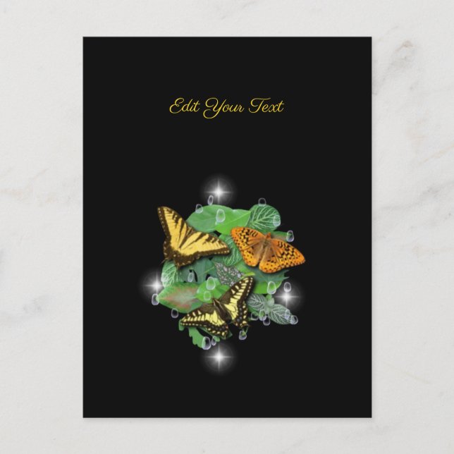 Carte Postale Papillons avec Raindrops et Stars Feuille (Devant)
