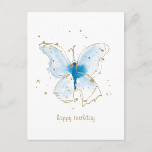 Carte Postale Papillons bleu aquarelle