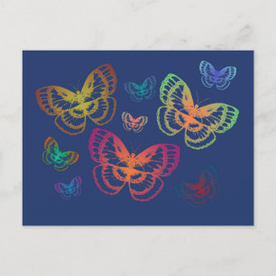 Carte Postale Papillons colorés bleu