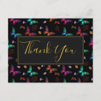 Papillons colorés Motif sur Black Party Merci