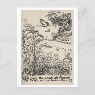 Carte Postale Papillons d'illustration vintage du livre pour enf