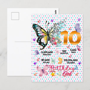 Carte Postale Papillons Double Chiffres 10 ans Papillons 