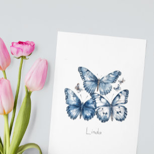 Carte Postale Papillons en bleu de Delft