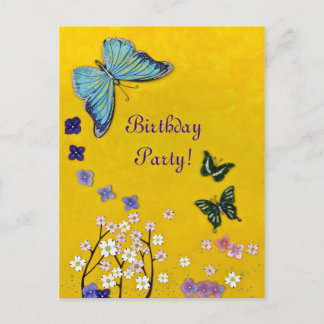 Carte Postale Papillons et fleurs