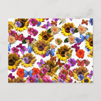 Carte Postale Papillons et fleurs Couverture complète