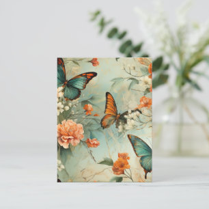 Carte Postale Papillons et fleurs Vintages colorés (10)