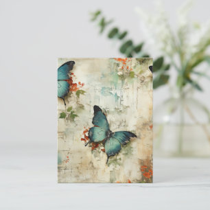 Carte Postale Papillons et fleurs Vintages colorés (12)