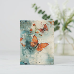 Carte Postale Papillons et fleurs Vintages colorés (9)