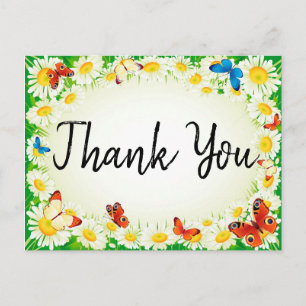 Carte Postale Papillons et marguerites