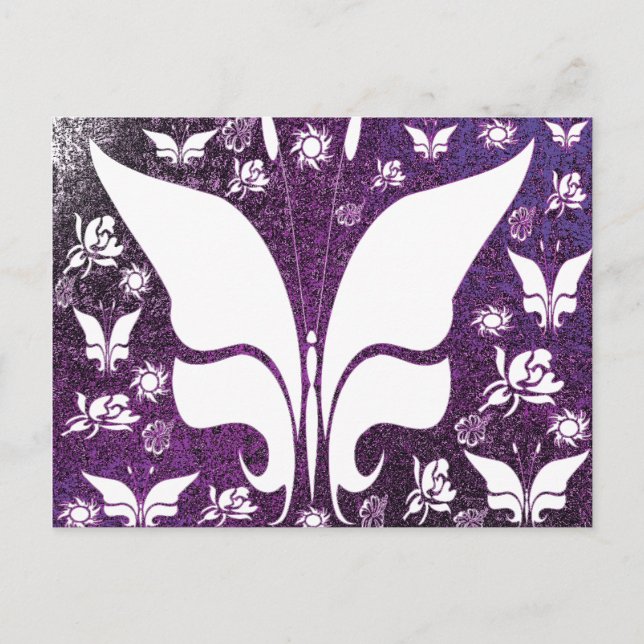 Carte Postale Papillons floraux pourpres (Devant)