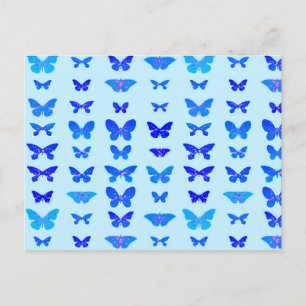Carte Postale Papillons, indigo, arrière - plan bleu ciel