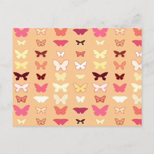 Carte Postale Papillons, orange, jaune et corail