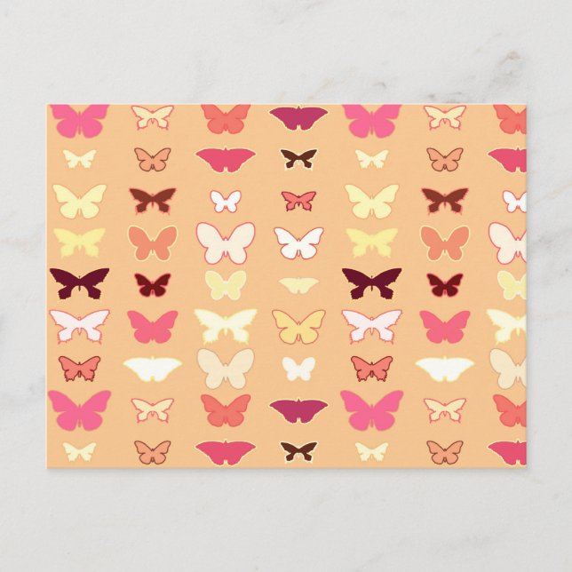 Carte Postale Papillons, orange, jaune et corail (Devant)