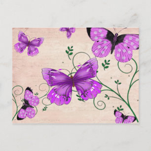 Carte Postale Papillons Pastel Purple