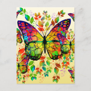 CARTE POSTALE PAPILLONS PRINTANIERS NATURE COLORÉE