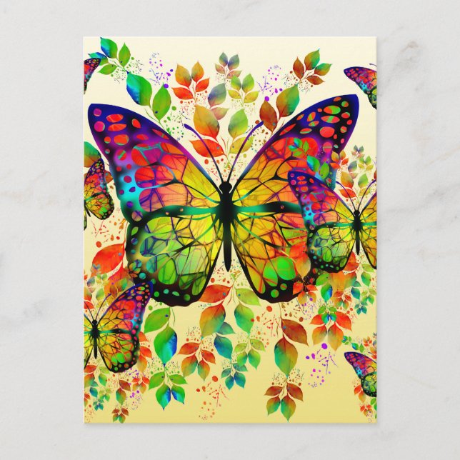 CARTE POSTALE PAPILLONS PRINTANIERS NATURE COLORÉE (Devant)