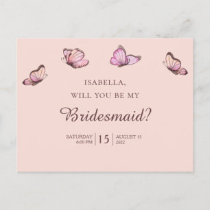 Carte Postale Papillons roses. 