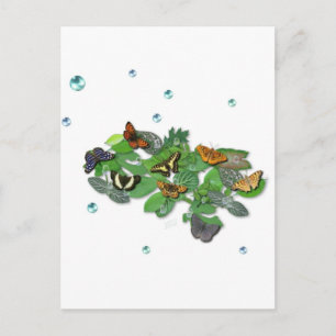 Carte Postale Papillons sur les feuilles
