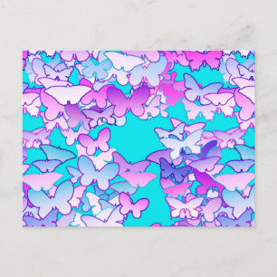 Carte Postale Papillons, violet et turquoise