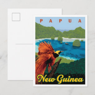 Carte Postale Papouasie-Nouvelle-Guinée Art de voyage vintage