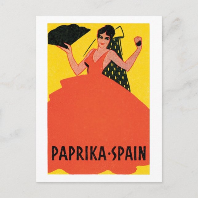 Carte Postale Paprika Espagne Étiquette Vintage (Devant)