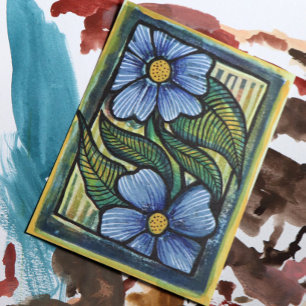Carte Postale Pâquerettes bleues