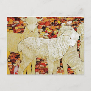 Carte Postale Pâques Animaux Mignons Vintage