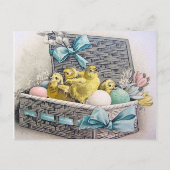 Carte Postale Pâques Animaux Mignons Vintage (Devant)